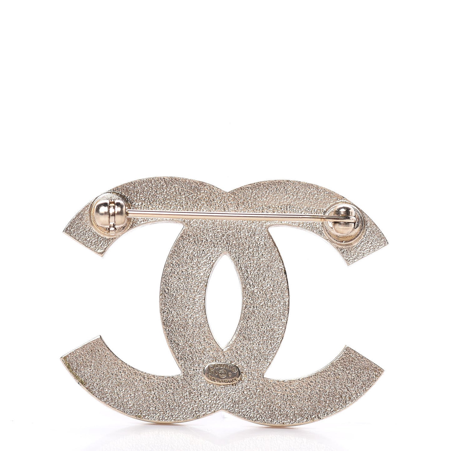 Enamel Striped CC Brooch Pink Gold
