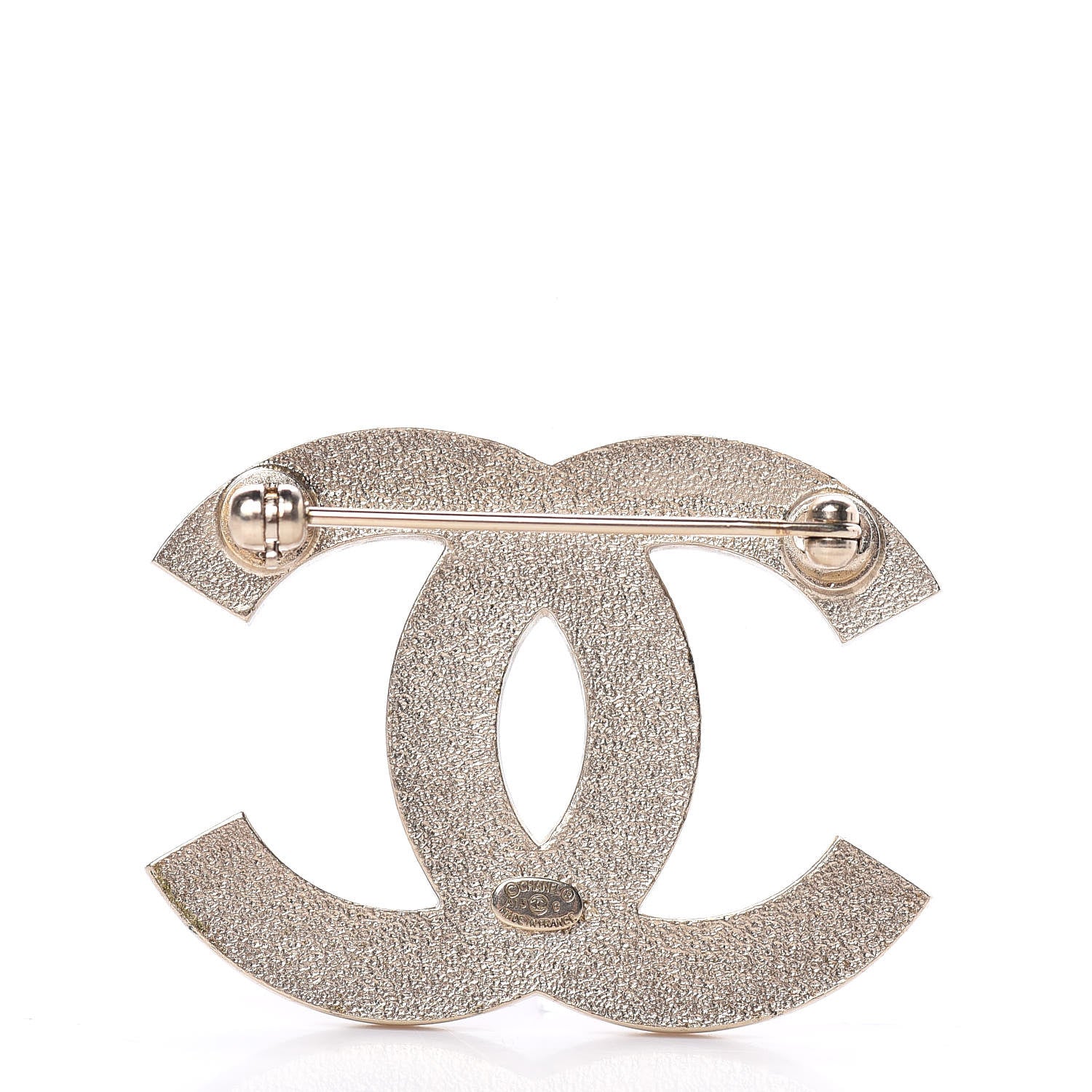 Chanel Enamel Striped CC Brooch Pink Gold 3 of 4