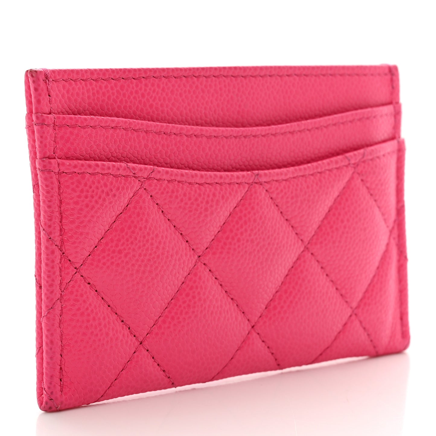 Caviar Quilted Card Holder Dark Pink