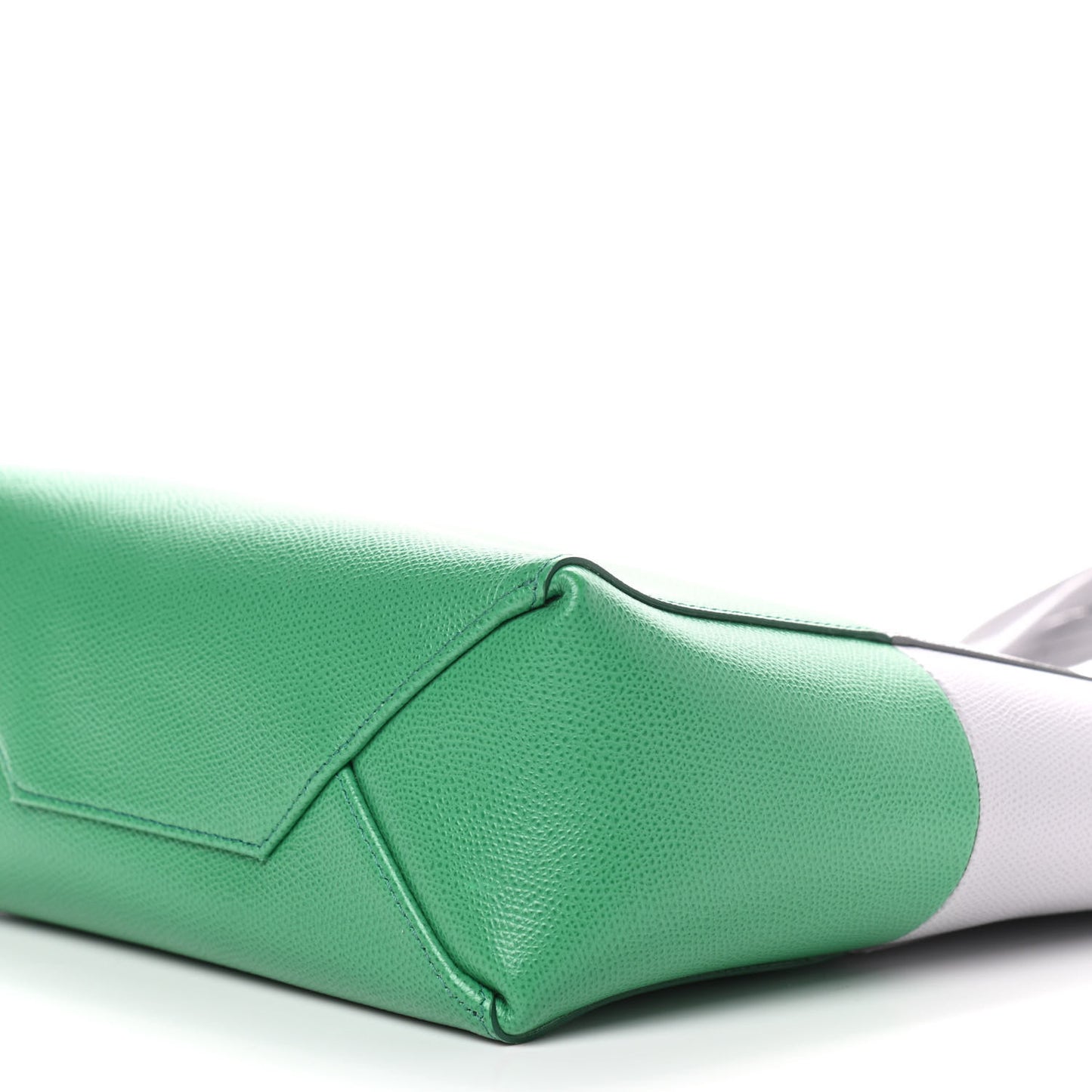 Grained Calfskin Small Vertical Bi-Cabas Mineral Mint