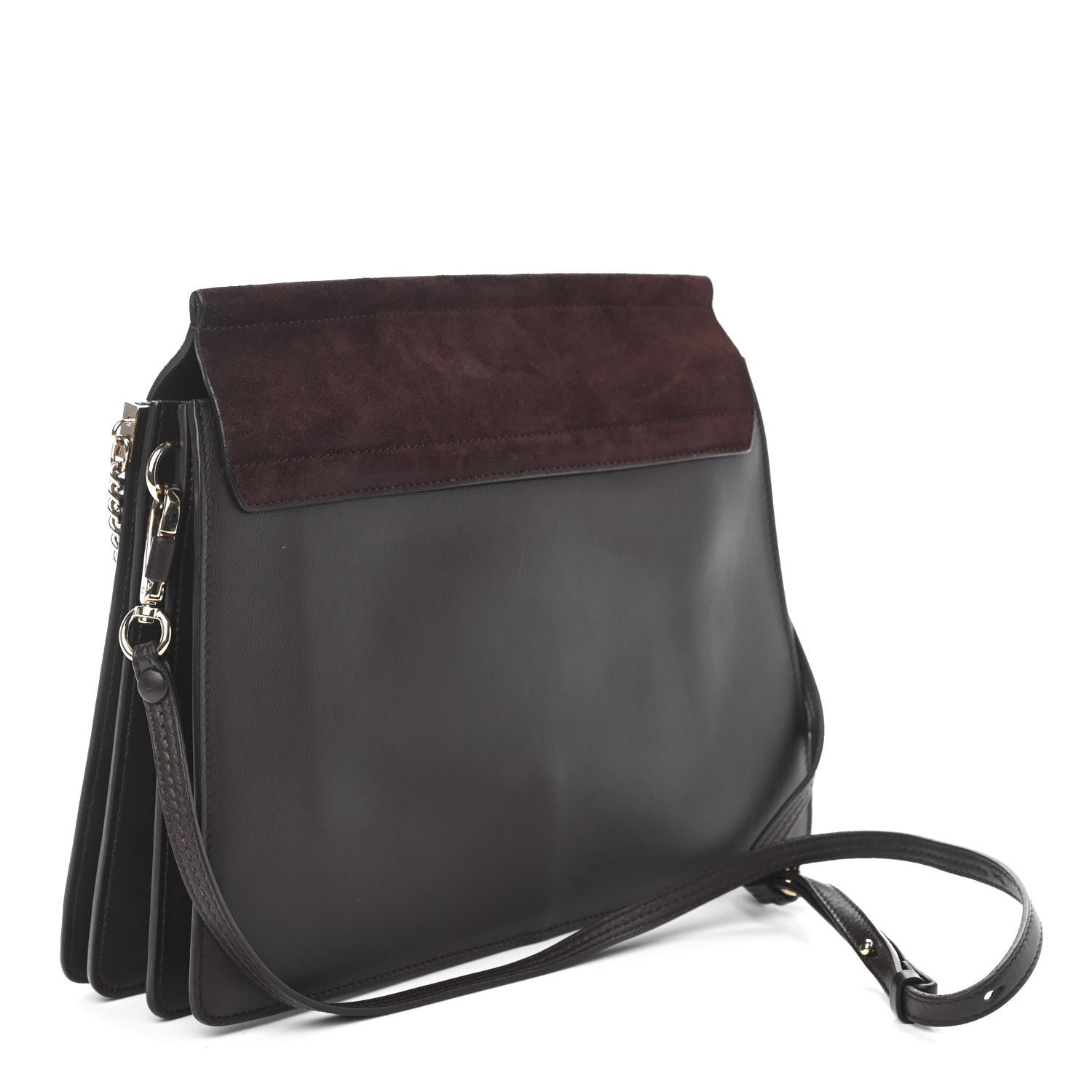 Chloe Calfskin Suede Medium Faye Shoulder Bag Carbon Brown 3 of 10