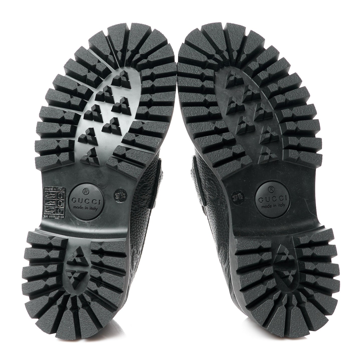 Piuma Calfskin Embossed Womens Platform Lug Sole Loafers 37.5 Black