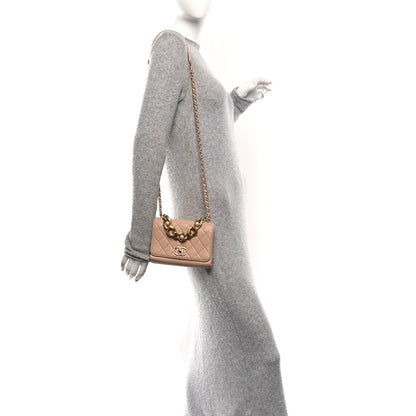Chanel Calfskin Quilted Pearl Jewel Chain Flap Beige 2 of 11