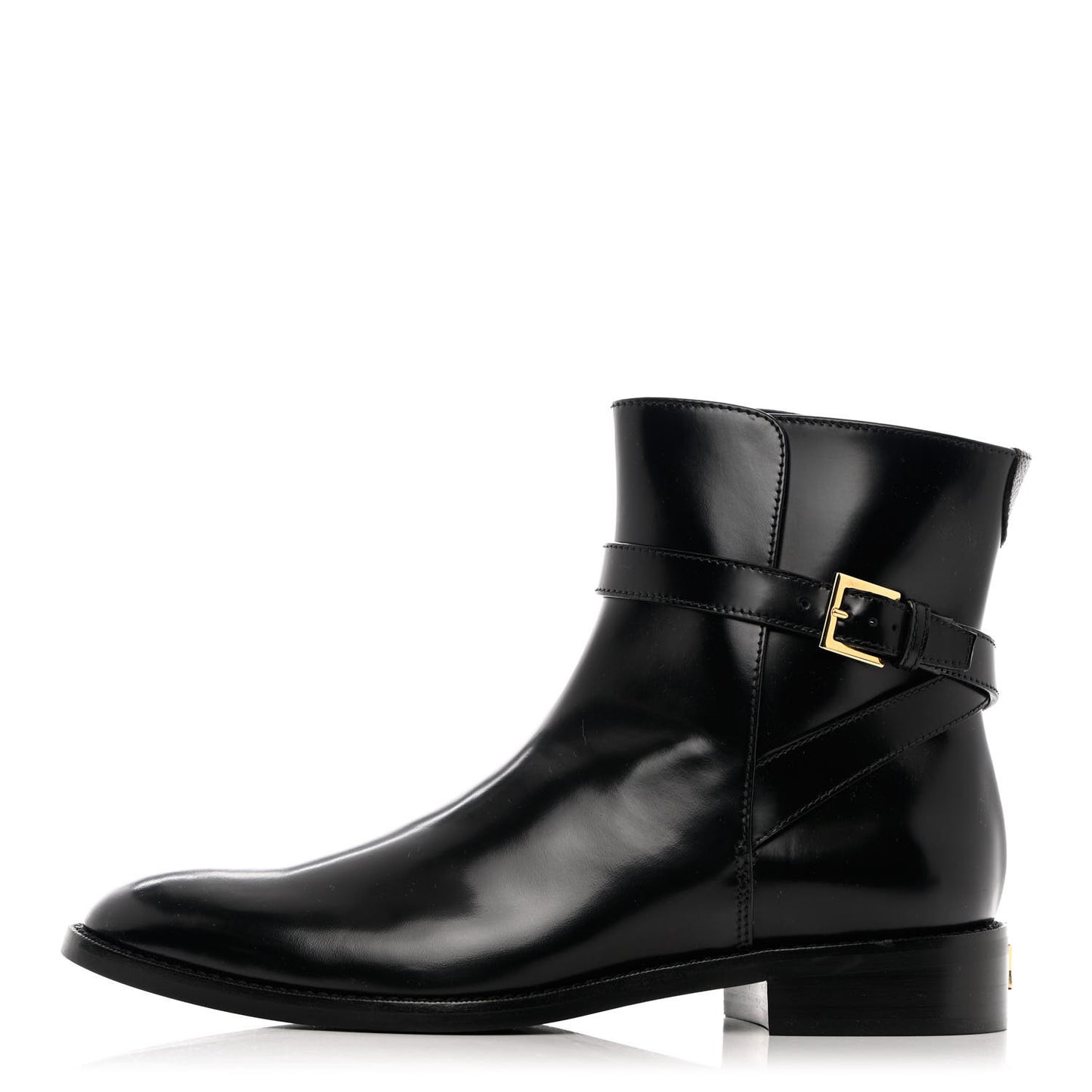 Patent Calfskin Monogram Flat Ankle Boots 37 Black