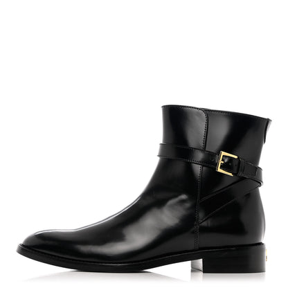 Louis Vuitton Patent Calfskin Monogram Flat Ankle Boots 37 Black 1 of 10
