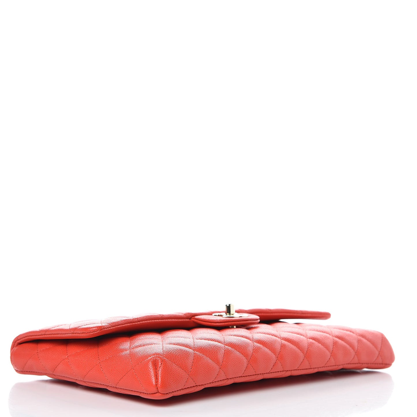 Caviar Quilted Flap Clutch Red