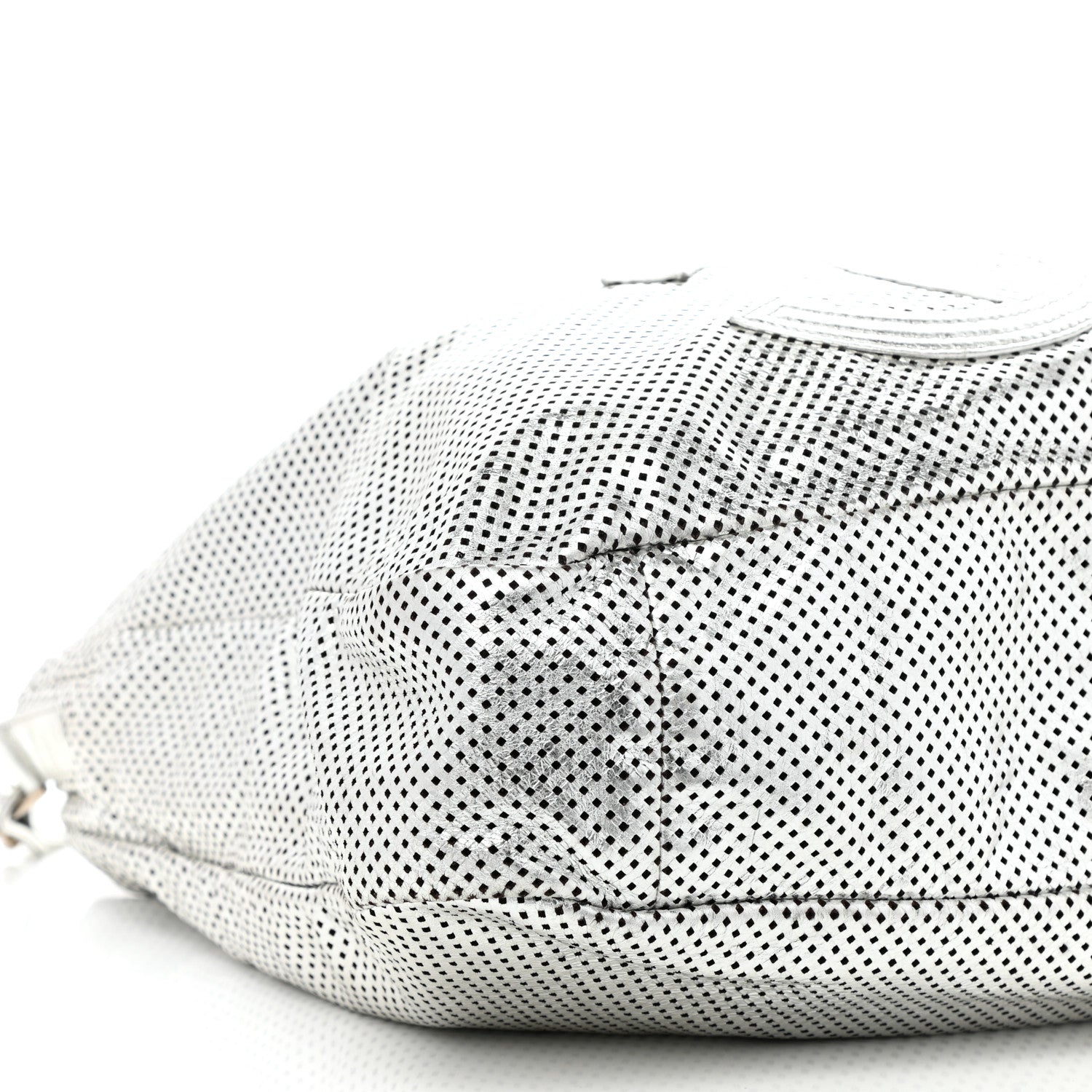 Chanel Metallic Glazed Calfskin Perforated Medium Rodeo Drive Tote Silver 8 of 10
