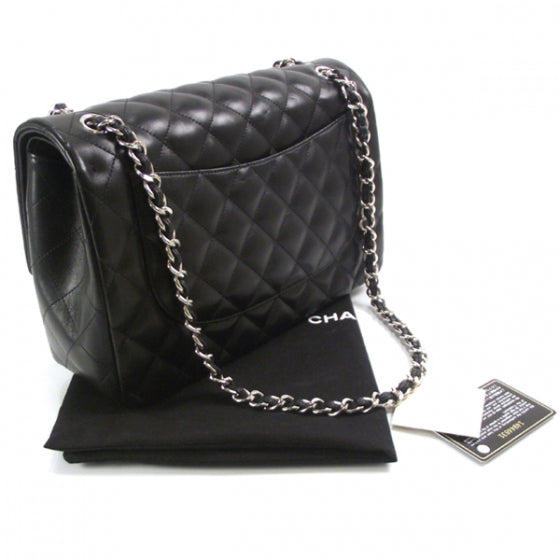 Lambskin Jumbo Double Flap Black