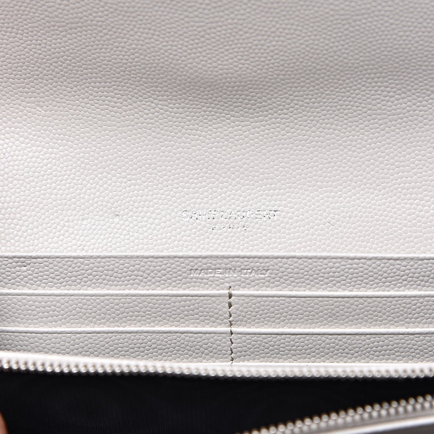 Grain De Poudre Matelasse Chevron Monogram Flap Wallet Icy White