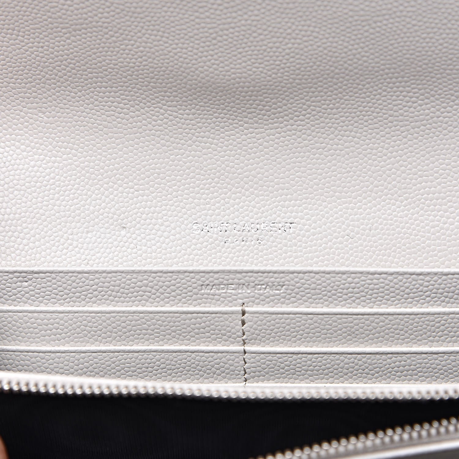 Saint Laurent Grain De Poudre Matelasse Chevron Monogram Flap Wallet Icy White 6 of 10