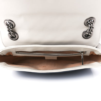 Gucci Vintage Effect Calfskin Matelasse Diagonal Small Torchon GG Marmont Shoulder Bag Blue Agata Mystic White 5 of 12