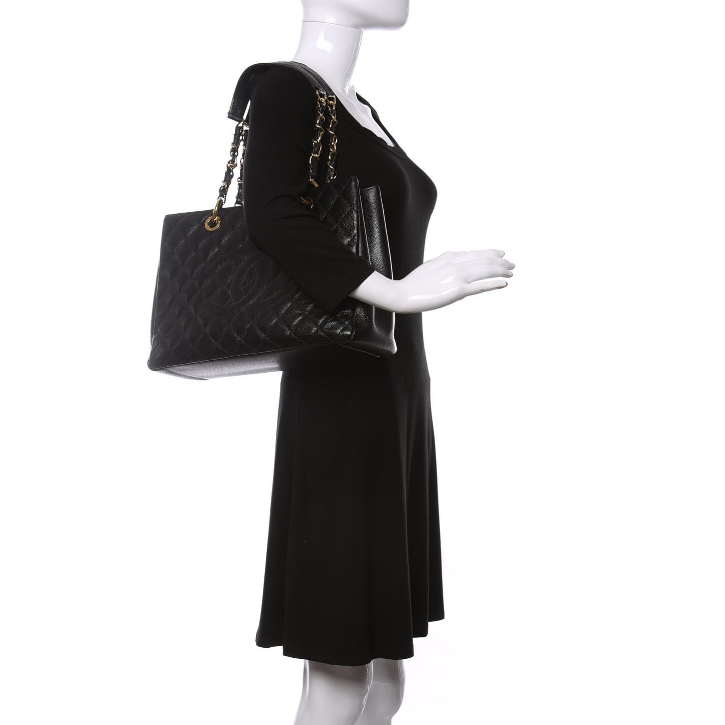 Caviar Quilted Grand Shopping Tote GST Black