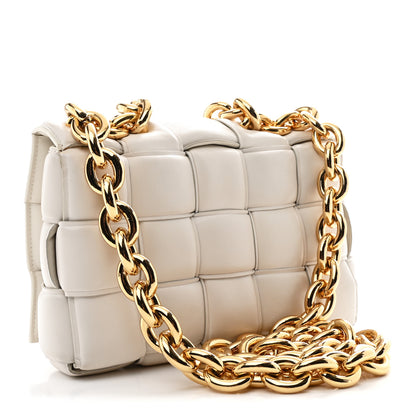 Bottega Veneta Lambskin Maxi Intreccio Padded Chain Cassette Crossbody Bag White 3 of 10
