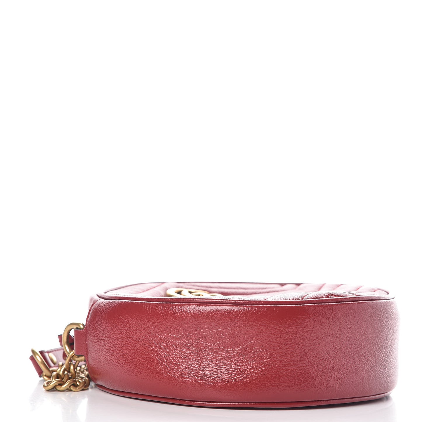 Glazed Calfskin Matelasse Heart Mini GG Marmont Round Shoulder Bag Romantic Cerise