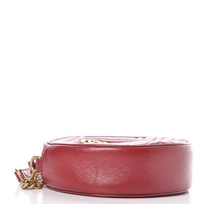 Gucci Glazed Calfskin Matelasse Heart Mini GG Marmont Round Shoulder Bag Romantic Cerise 4 of 7