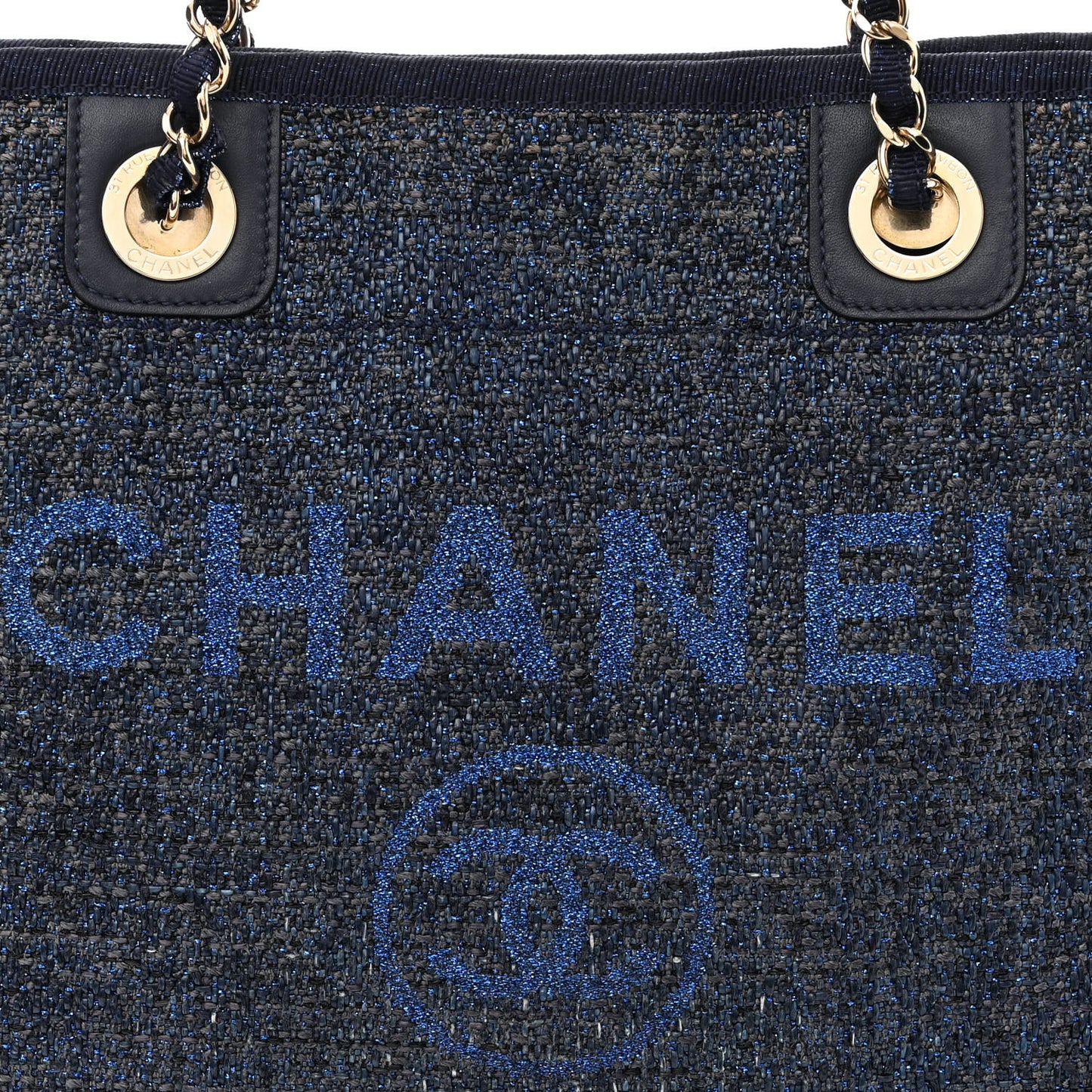 Lurex Boucle Mini Deauville Tote Blue