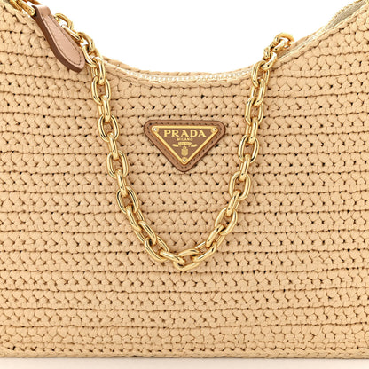 Prada Yarn Raffia Effect Crochet Re-Edition 2005 Shoulder Bag Naturale 9 of 12