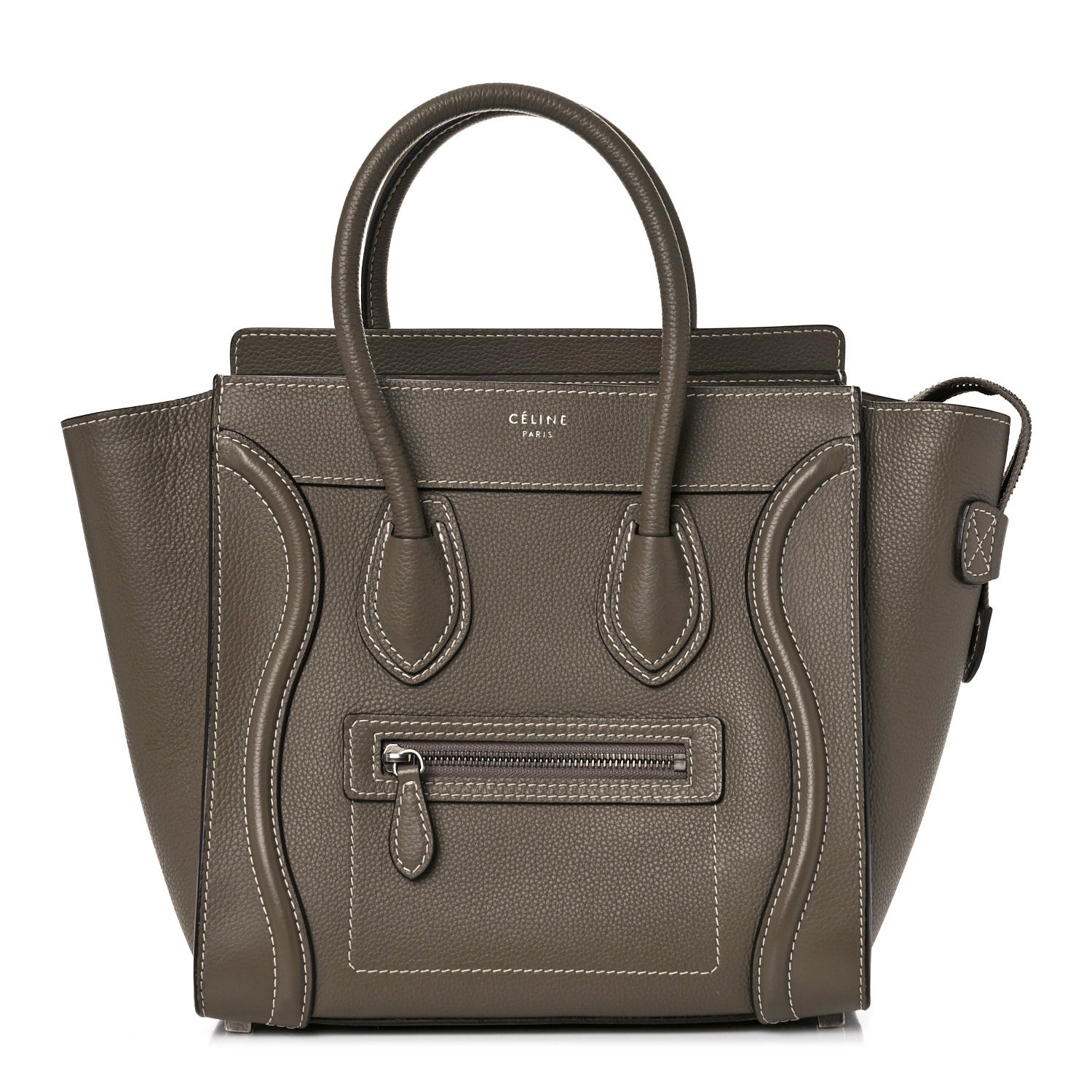 Celine Drummed Calfskin Micro Luggage Souris 1 of 13