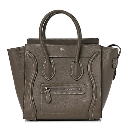 Celine Drummed Calfskin Micro Luggage Souris 1 of 13
