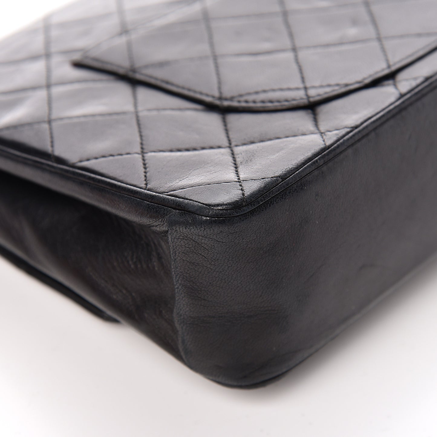 Lambskin Quilted Medium Double Flap Black