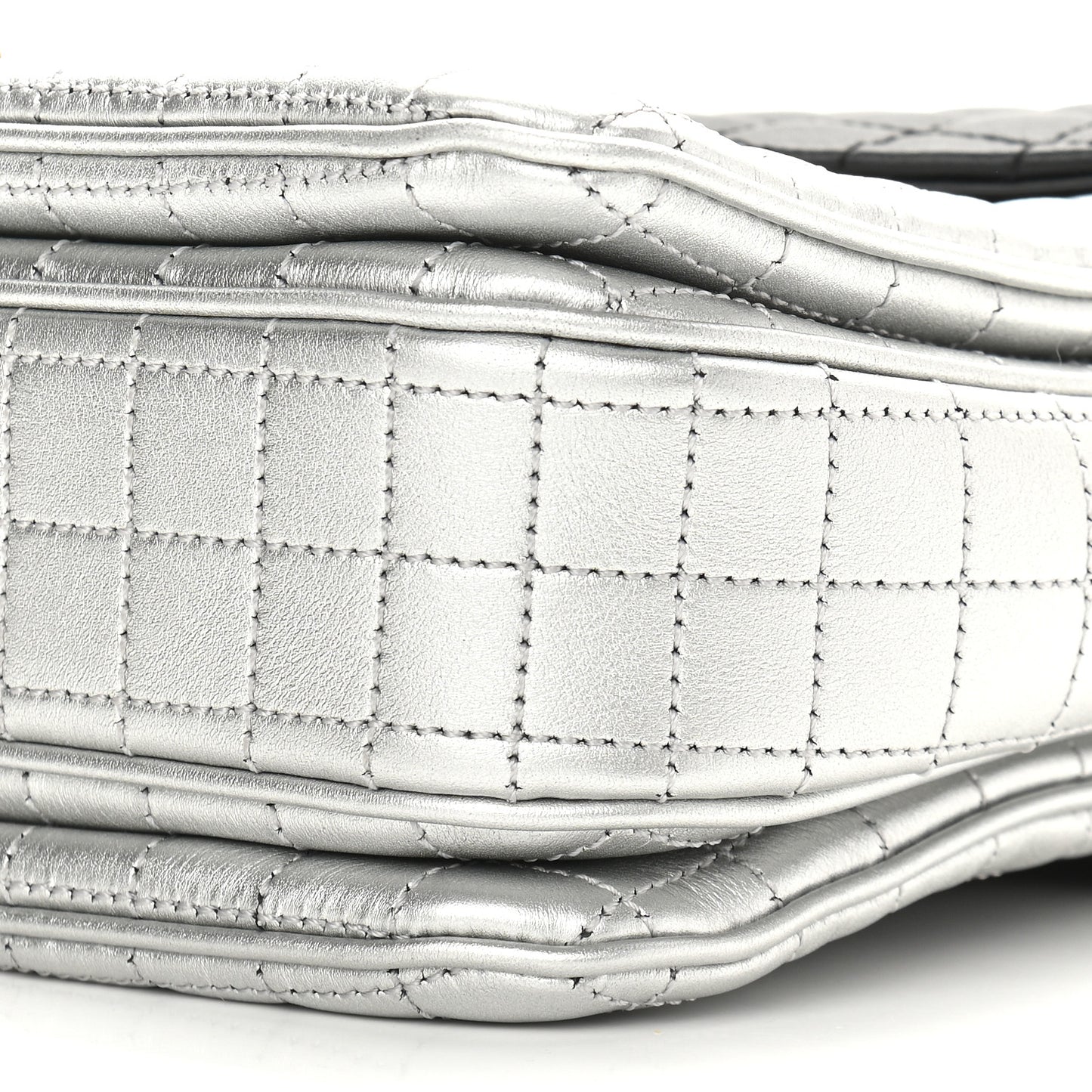 Calfskin Quilted Medium C Bag Silver Black