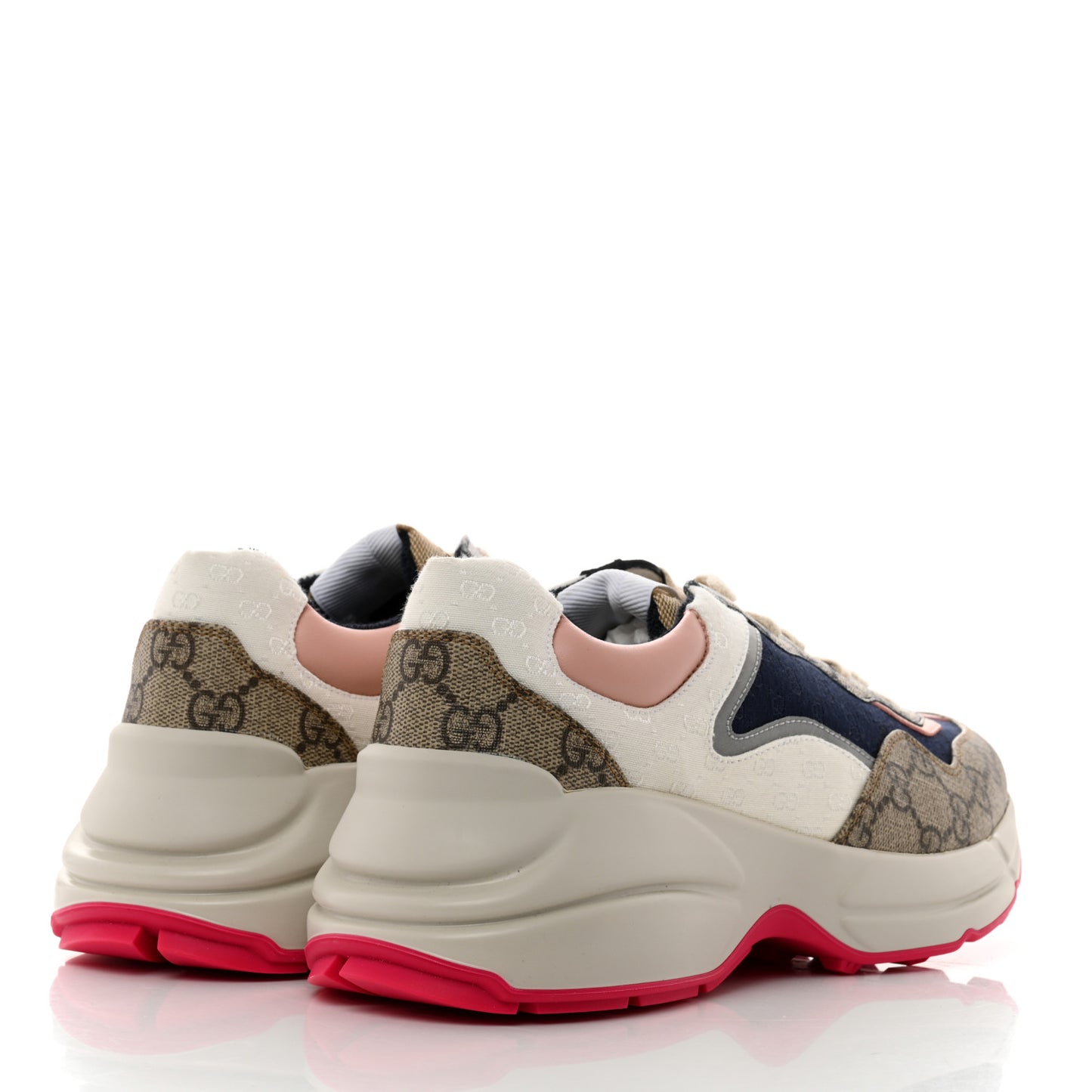 GG Supreme Monogram Mix Monogram Womens Rhyton Sneakers 38 London Blue Beige Pale Pink