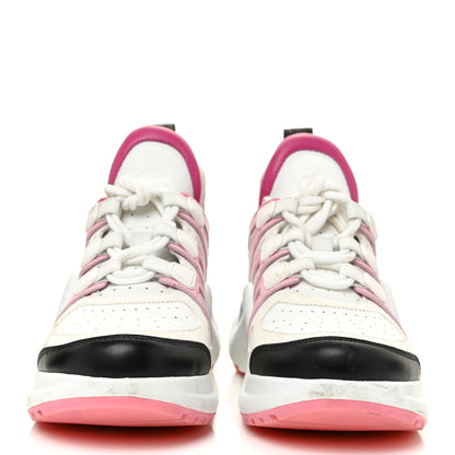 Louis Vuitton Calfskin Technical Nylon LV Archlight Sneakers 38 White Pink Blue 2 of 16