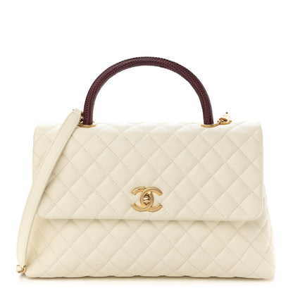 Chanel Caviar Lizard Quilted Medium Coco Handle Flap White 1 of 8