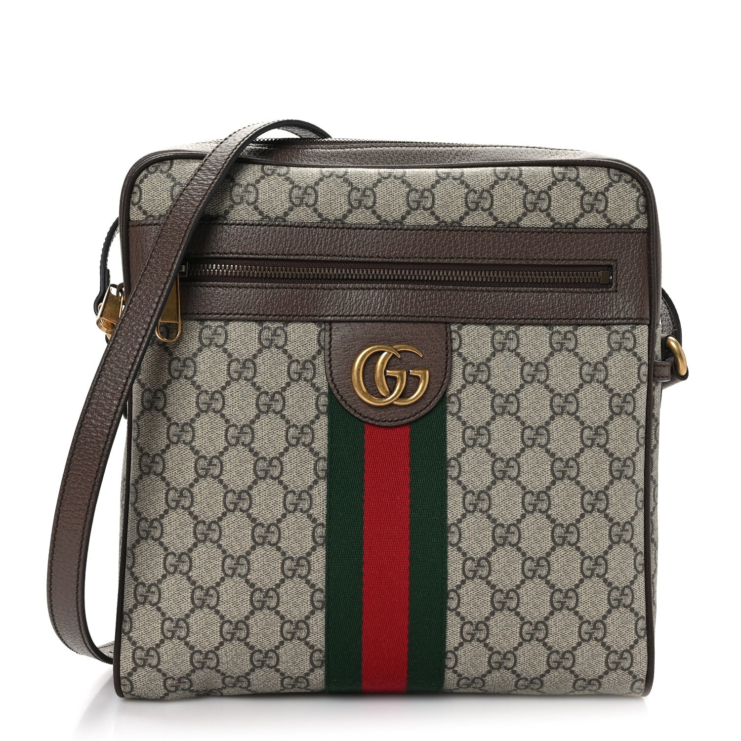 Gucci GG Supreme Monogram Web Medium Ophidia Messenger Bag Brown 1 of 9