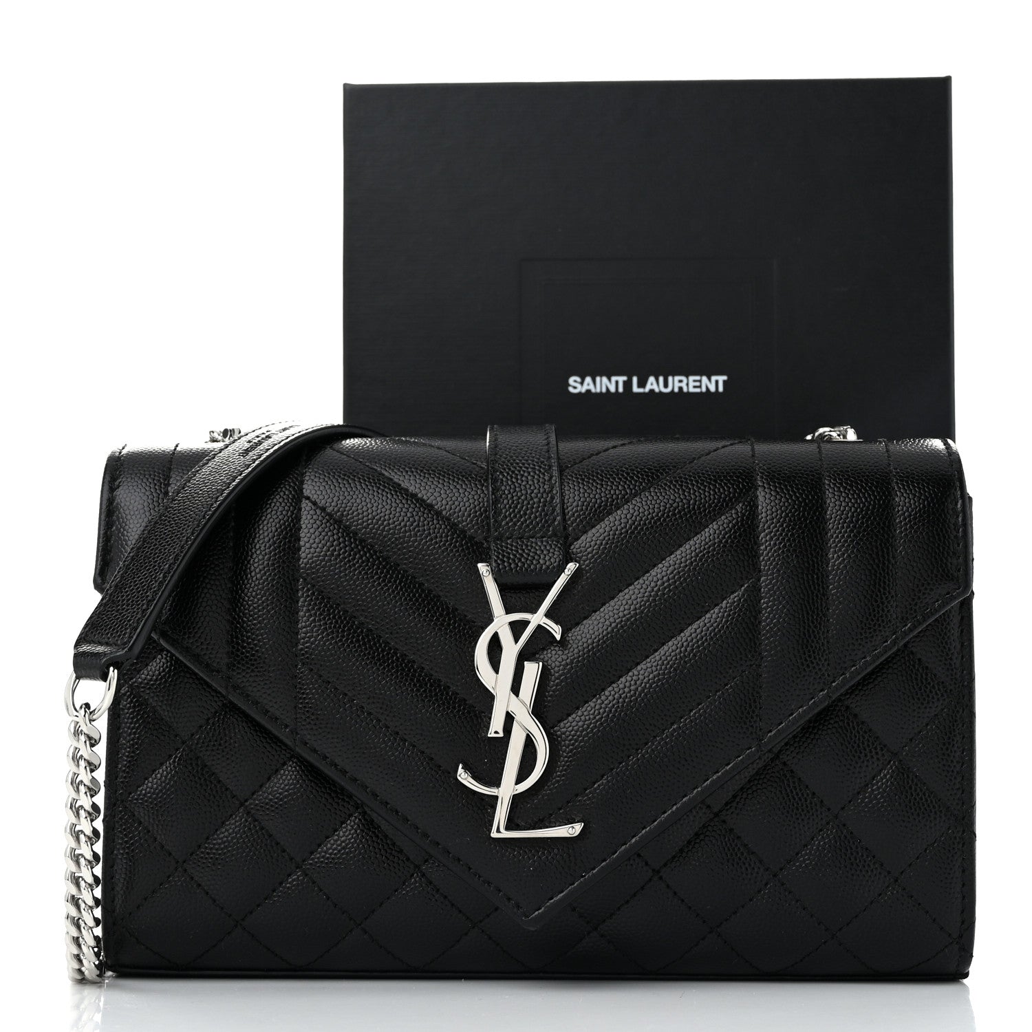Saint Laurent Grain De Poudre Textured Mixed Matelasse Triquilt Small Monogram Satchel Black 10 of 10