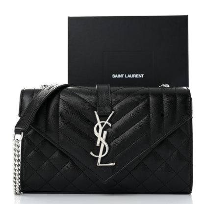Saint Laurent Grain De Poudre Textured Mixed Matelasse Triquilt Small Monogram Satchel Black 10 of 10