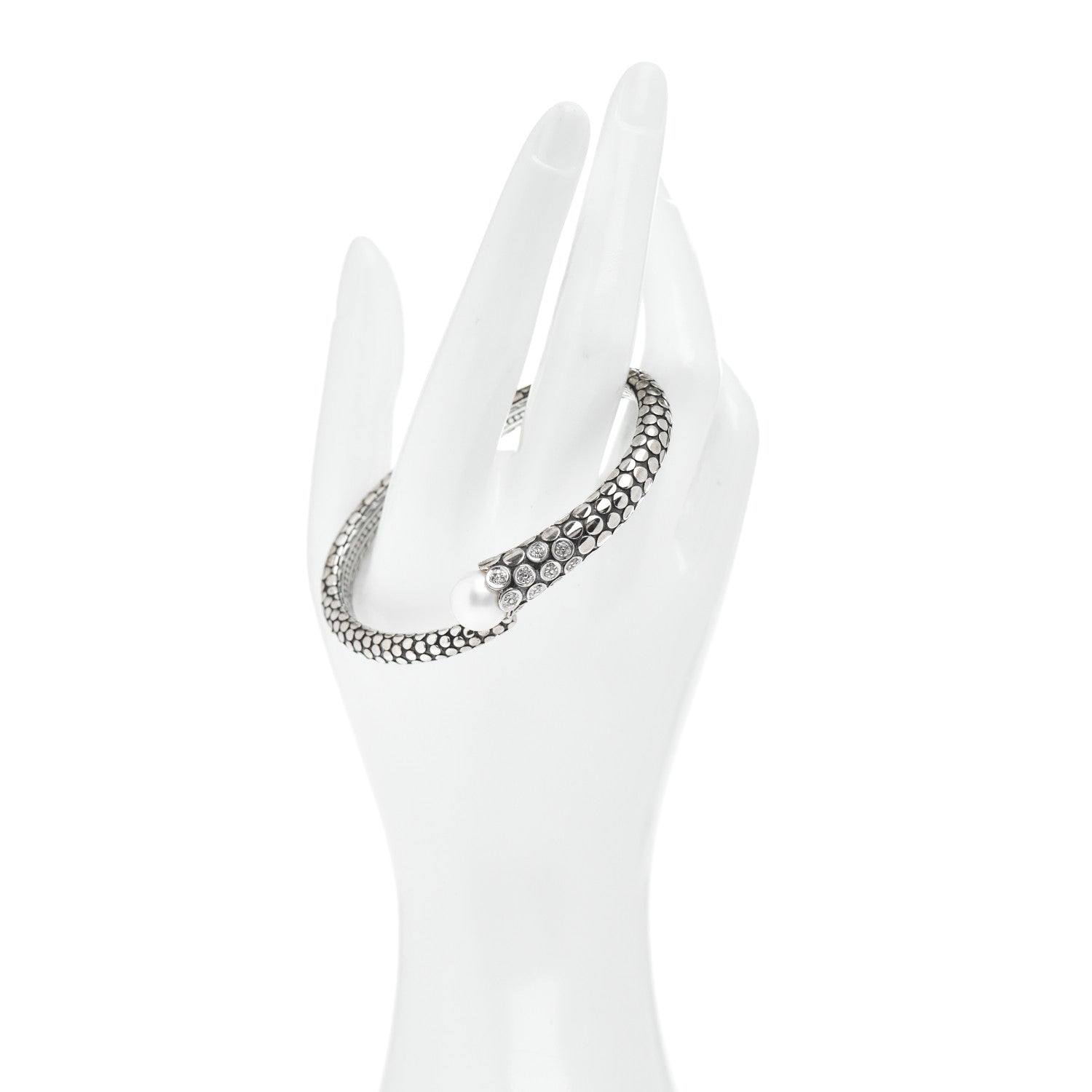 John Hardy Sterling Silver Diamond Pearl Dot Kick Cuff Bracelet 2 of 4