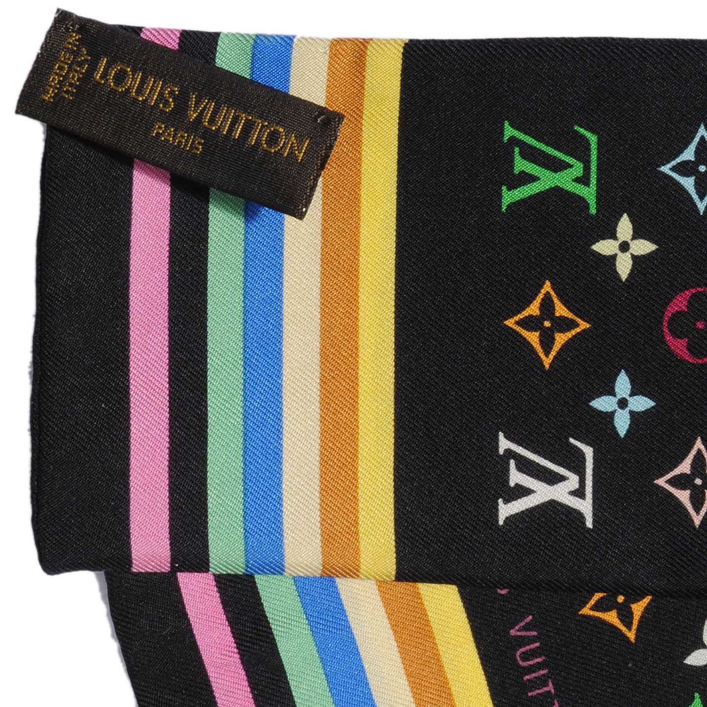 Silk Monogram Multicolor Bandeau Black