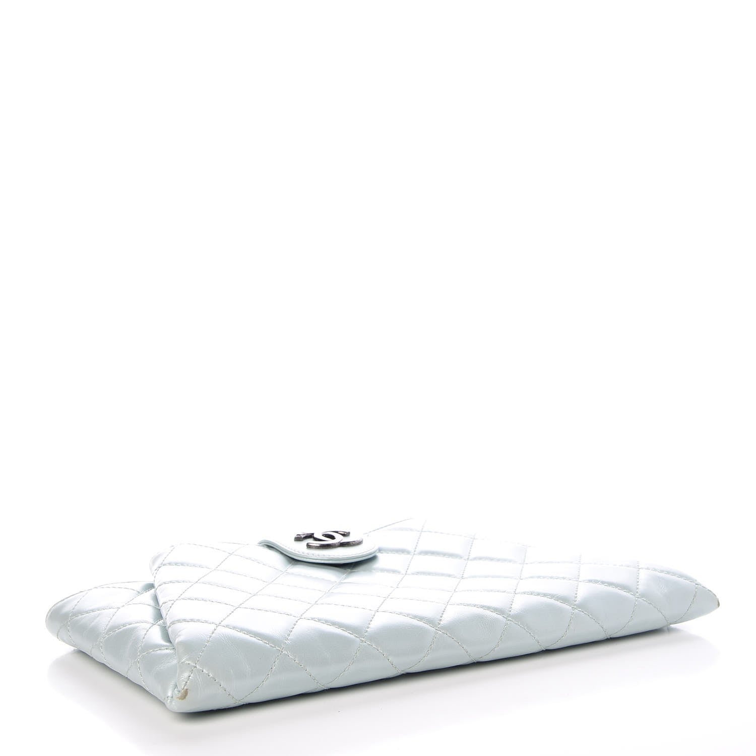 Chanel Glazed Calfskin Quilted Coco Pleats Clutch Light Blue 4 of 7