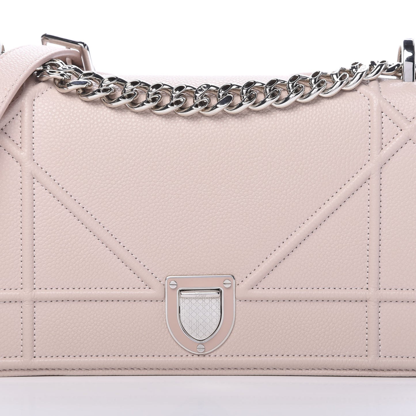 Grained Calfskin Cannage Small Diorama Flap Bag Rose Poudre