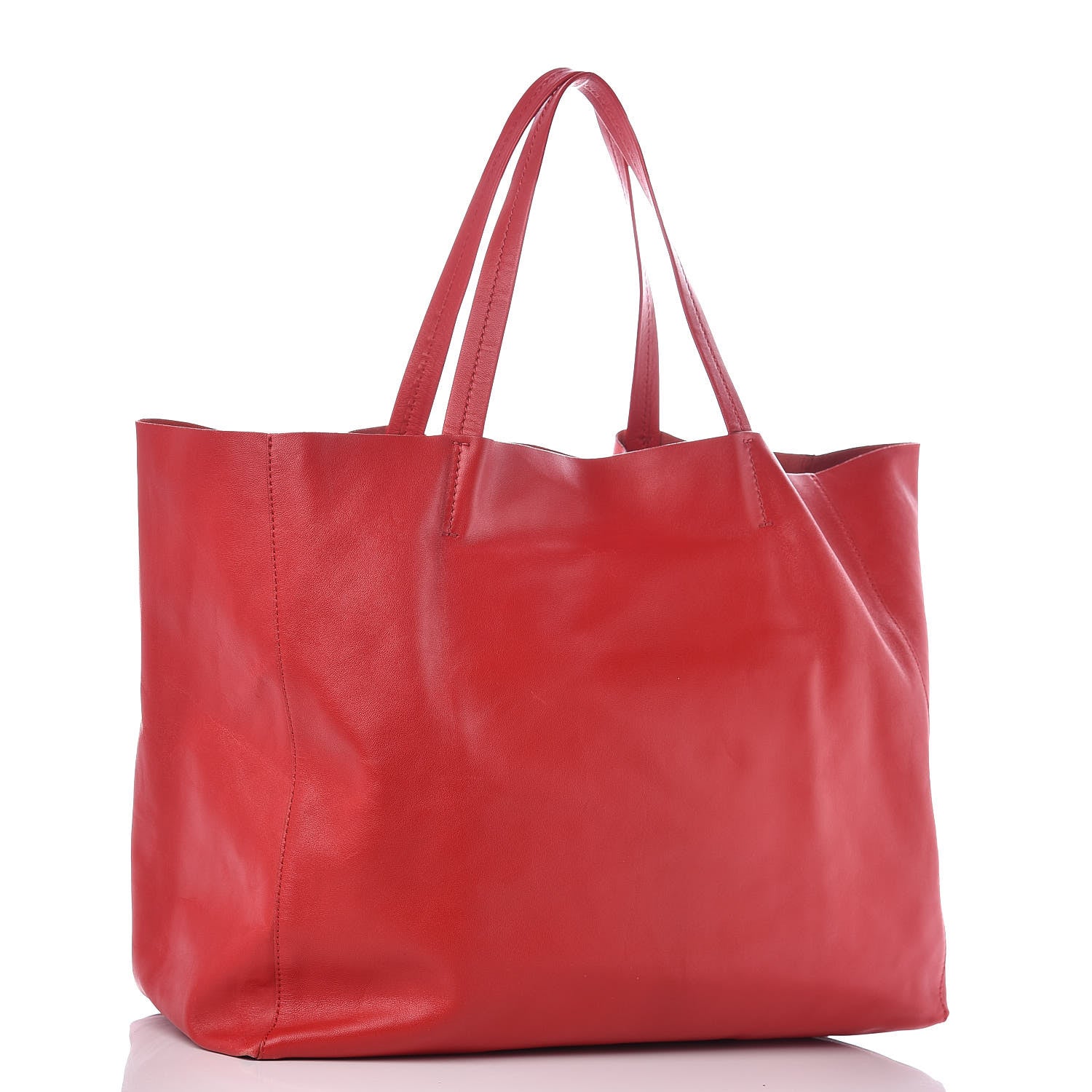 Celine Lambskin Horizontal Cabas Red 3 of 9