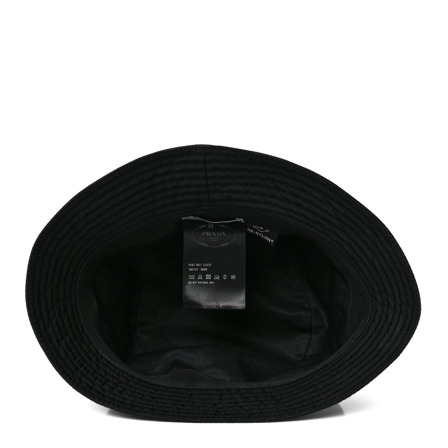 Re-Nylon Metal Triangle Logo Womens Bucket Hat M Black