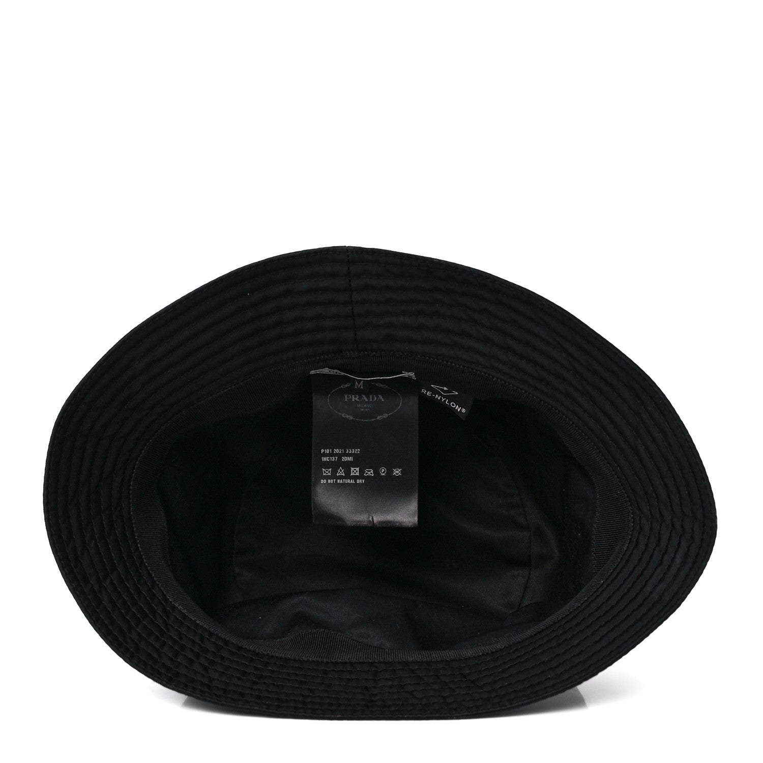 Prada Re-Nylon Metal Triangle Logo Womens Bucket Hat M Black 6 of 8