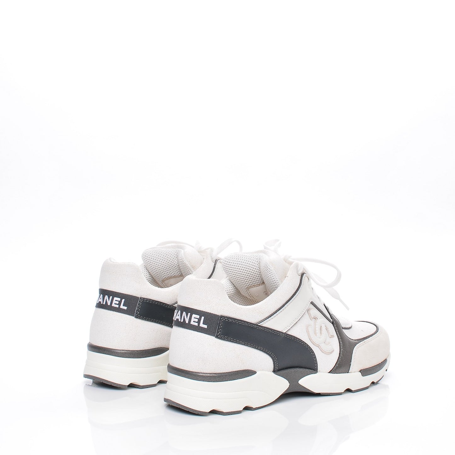 Suede Calfskin CC Sneakers 37 White Grey