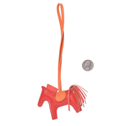 Hermes Milo Lambskin Grigri Rodeo Horse Bag Charm PM Rouge Rose Indien Jaipur Feu 3 of 8