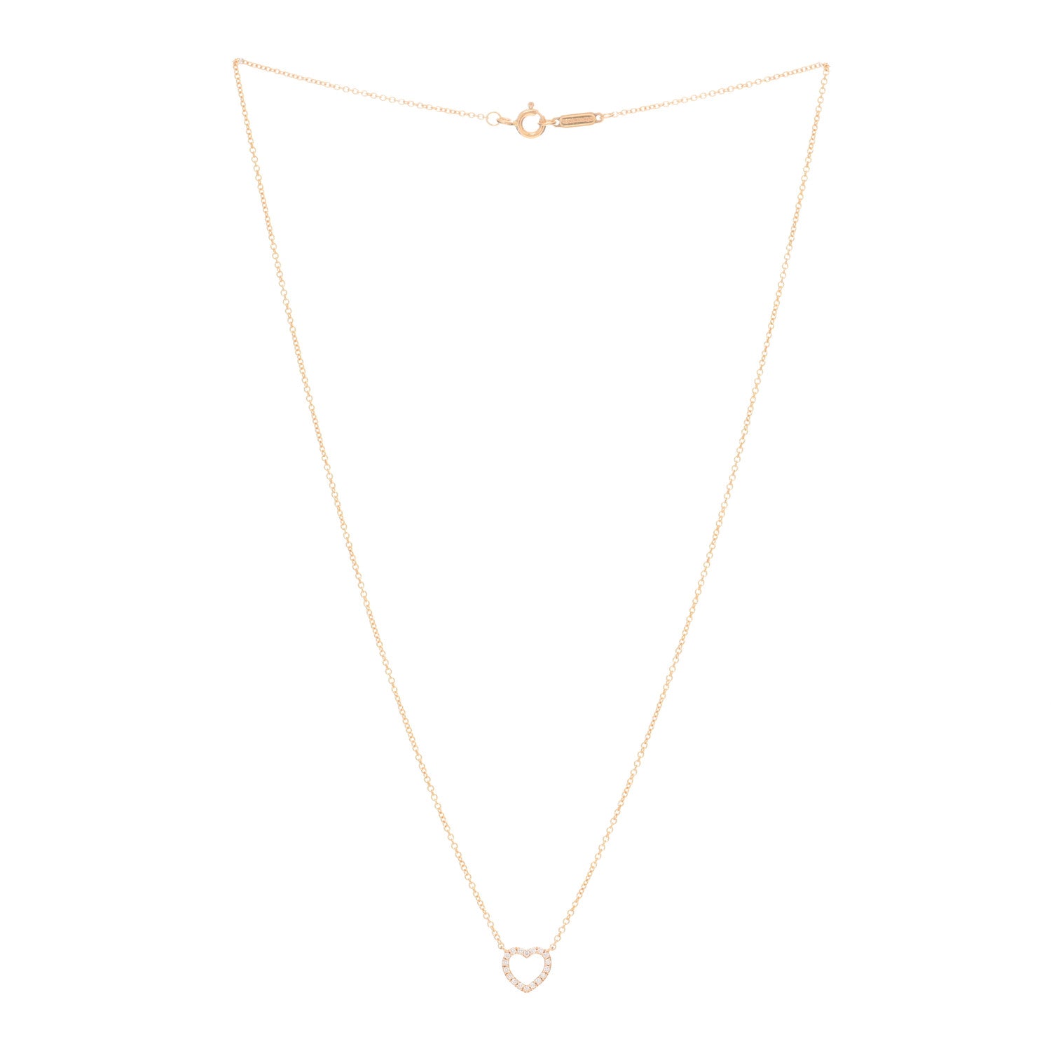 Tiffany 18K Rose Gold Diamond Metro Heart Pendant Necklace 2 of 3