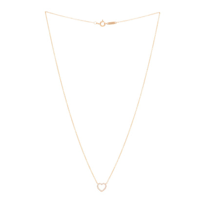 Tiffany 18K Rose Gold Diamond Metro Heart Pendant Necklace 2 of 3