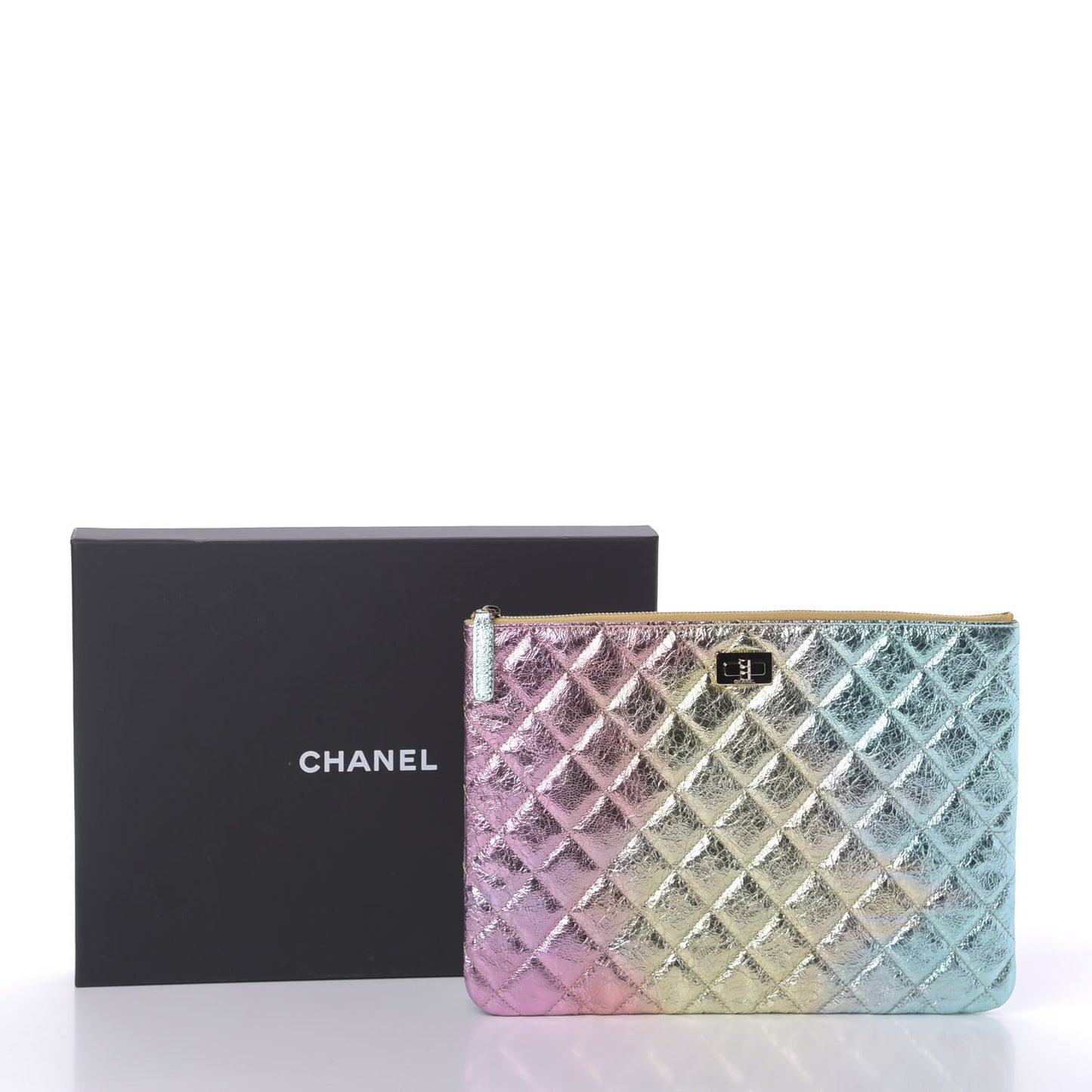 Metallic Goatskin Quilted Medium 2.55 Reissue Cosmetic Case Multicolor
