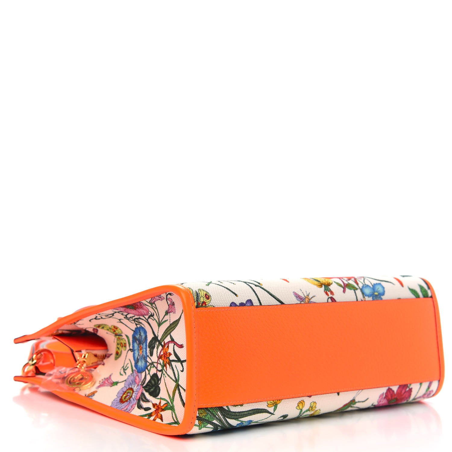 Gucci Canvas Medium Flora Tote White Multicolor Orange Fluo 4 of 9