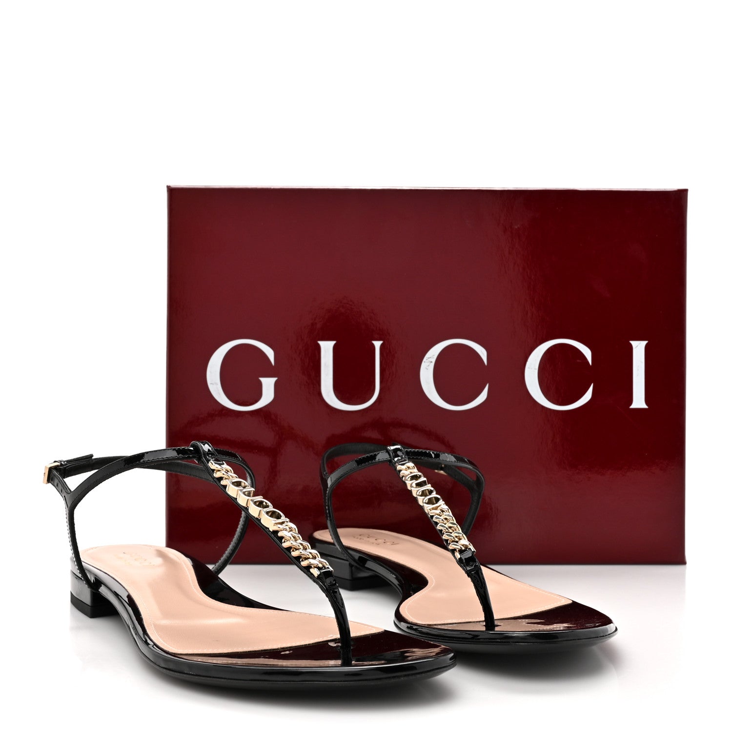Gucci Patent Signoria Thong Sandals 39 Black 11 of 11