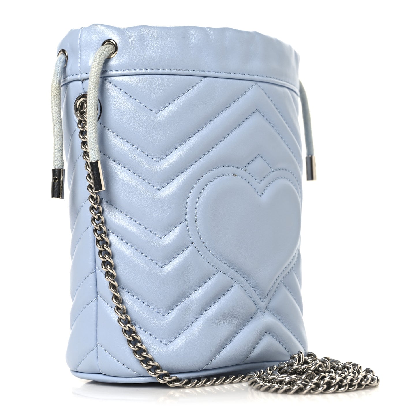 Calfskin Matelasse Mini GG Marmont 2.0 Bucket Bag Porcelain Light Blue