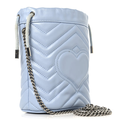 Gucci Calfskin Matelasse Mini GG Marmont 2.0 Bucket Bag Porcelain Light Blue 3 of 11