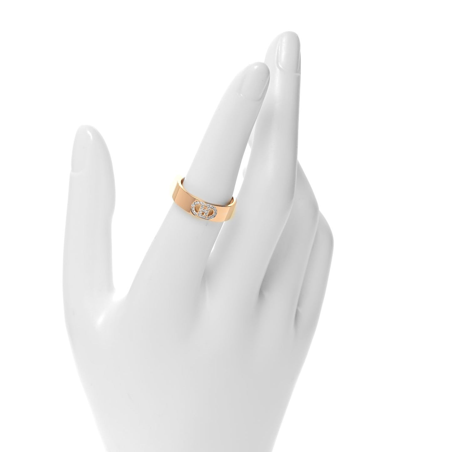 18K Rose Gold Diamond PM H D'Ancre Ring 54 6.75