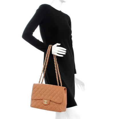 Chanel Caviar Quilted Jumbo Single Flap Light Brown 3 of 9
