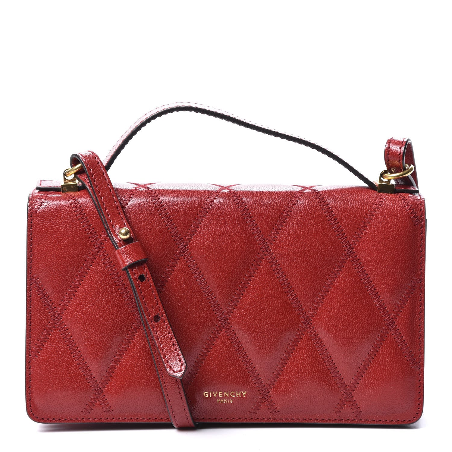 Givenchy Goatskin Quilted GV3 Strap Wallet Vermillon 1 of 10
